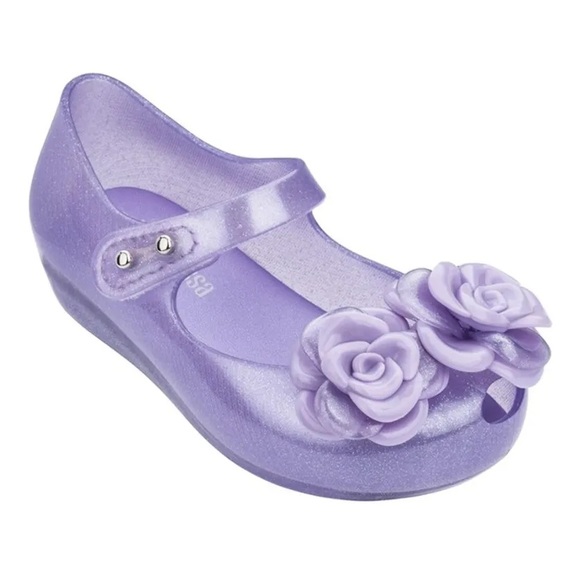 Mini Melissa Other - MINI MELISSA glittery purple rose flower ULTRAGIRL GARDEN MARY JANE jelly shoes